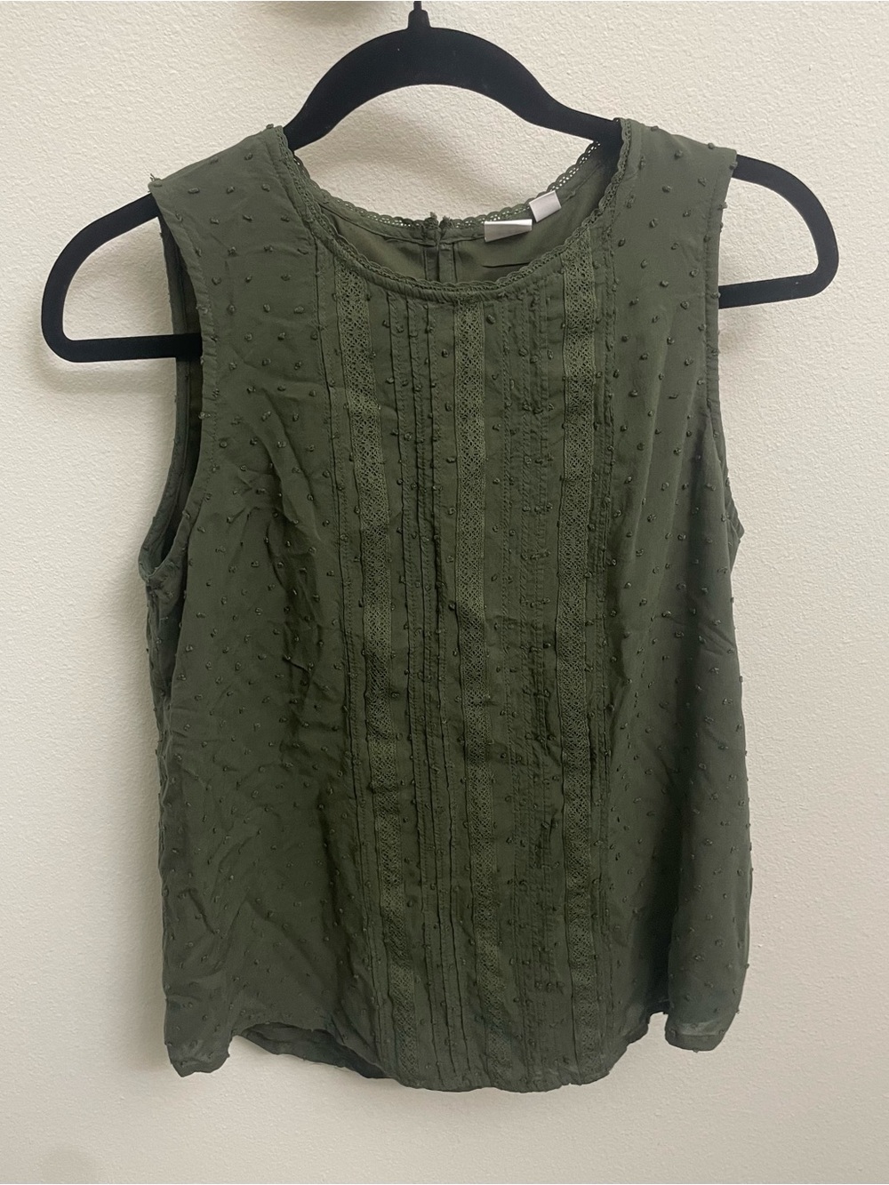 GAP Olive Green Sleeveless Textured Pintuck Camisole